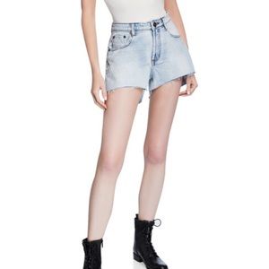 One Teaspoon Truckers Raw-Edge Shorts Denim Sz 31